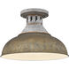 Kinsley 1 Light 14 inch Aged Galvanized Steel Semi-Flush Mount Ceiling Light in Antique Rust