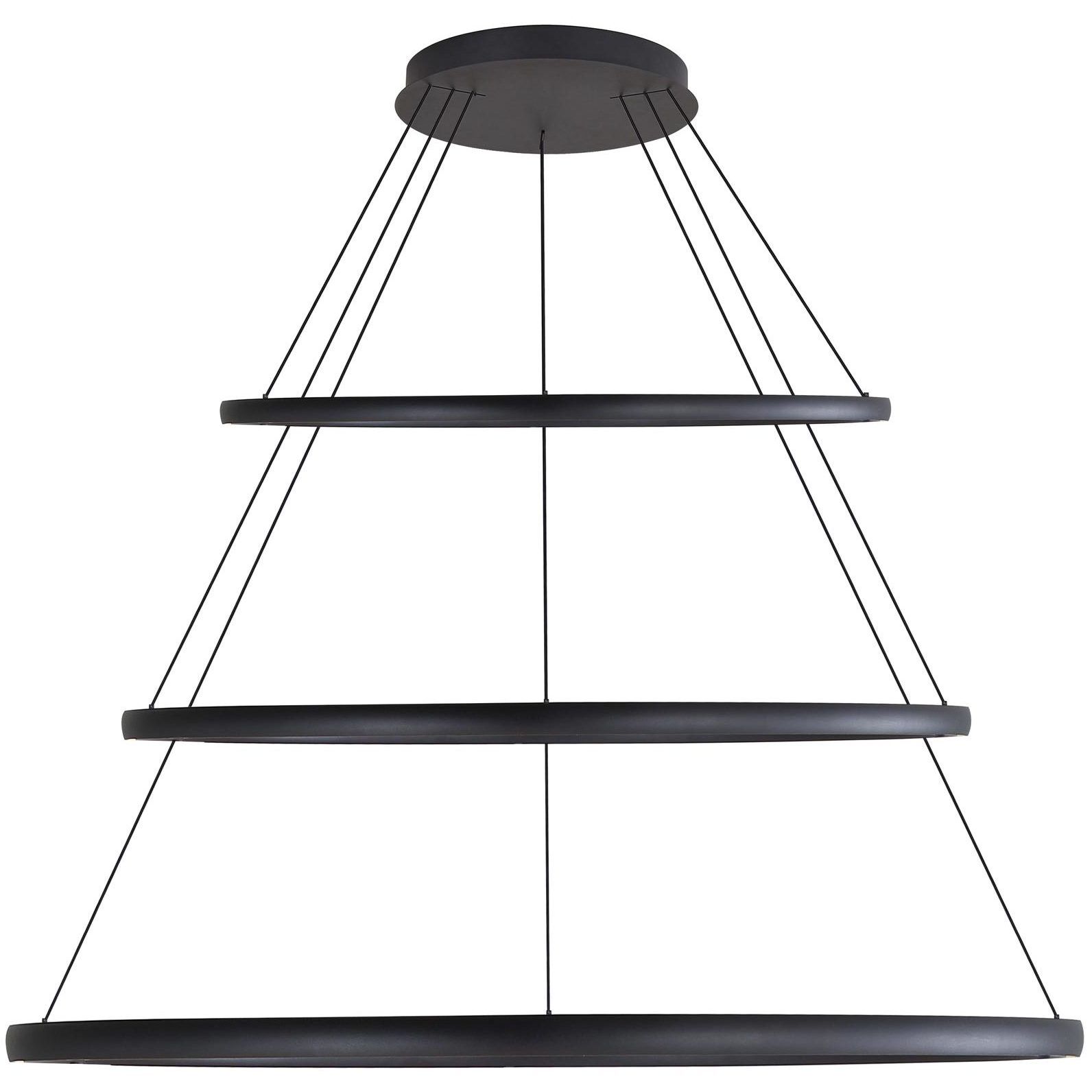 Veritas 59 inch 80.00 watt Sand Black Chandelier Ceiling Light, 3 Tier