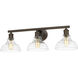 Yep Carver Vanity Wall Light in Rubbed Bronze, Clear Glass