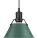 Yep Orwell 1 Light 7.5 inch Matte Black Pendant Ceiling Light in Pine Green, Small