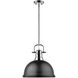 Duncan 1 Light 14 inch Chrome Pendant Ceiling Light in Matte Black, Large