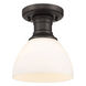 Hines 1 Light 7 inch Rubbed Bronze Semi-flush Ceiling Light in Opal Glass