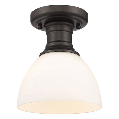 Hines 1 Light 7 inch Rubbed Bronze Semi-flush Ceiling Light in Opal Glass