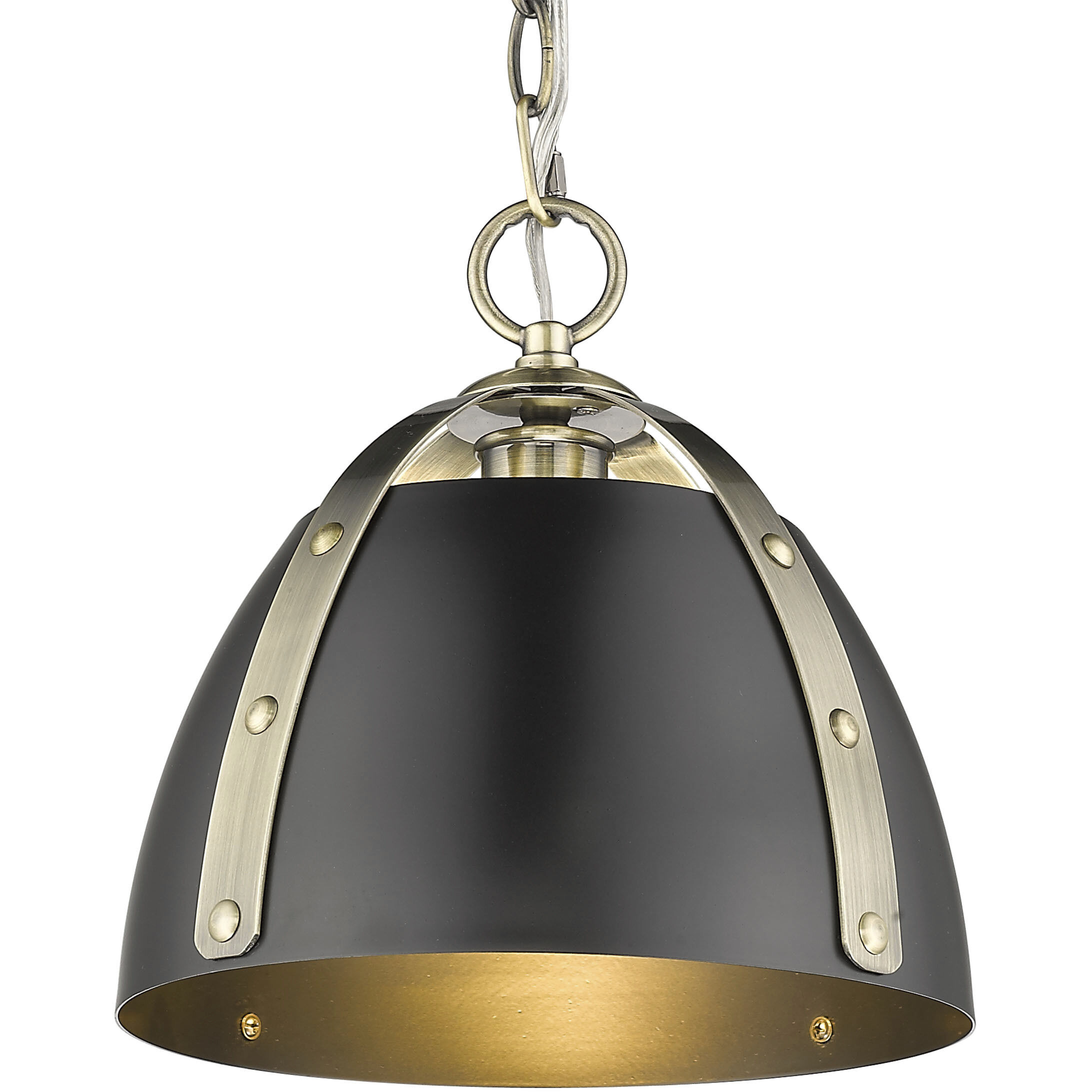 Aldrich Pendant Ceiling Light in Aged Brass, Matte Black, Small