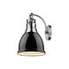 Duncan 1 Light 8.88 inch Chrome Wall Sconce Wall Light in Black, Damp