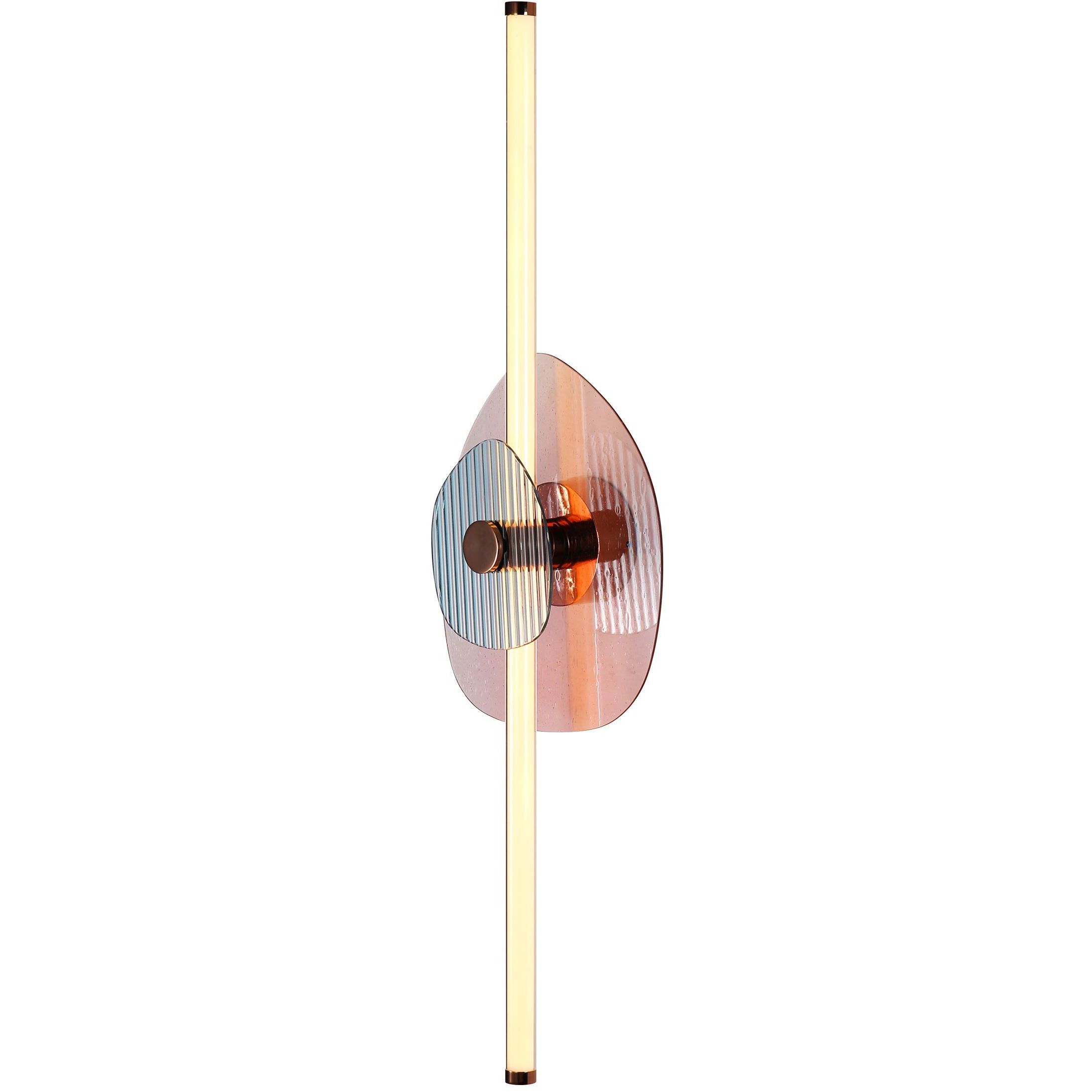 Yep Colorella LED 12 inch Rose Gold Wall Sconce Wall Light in Pink and Blue Glass