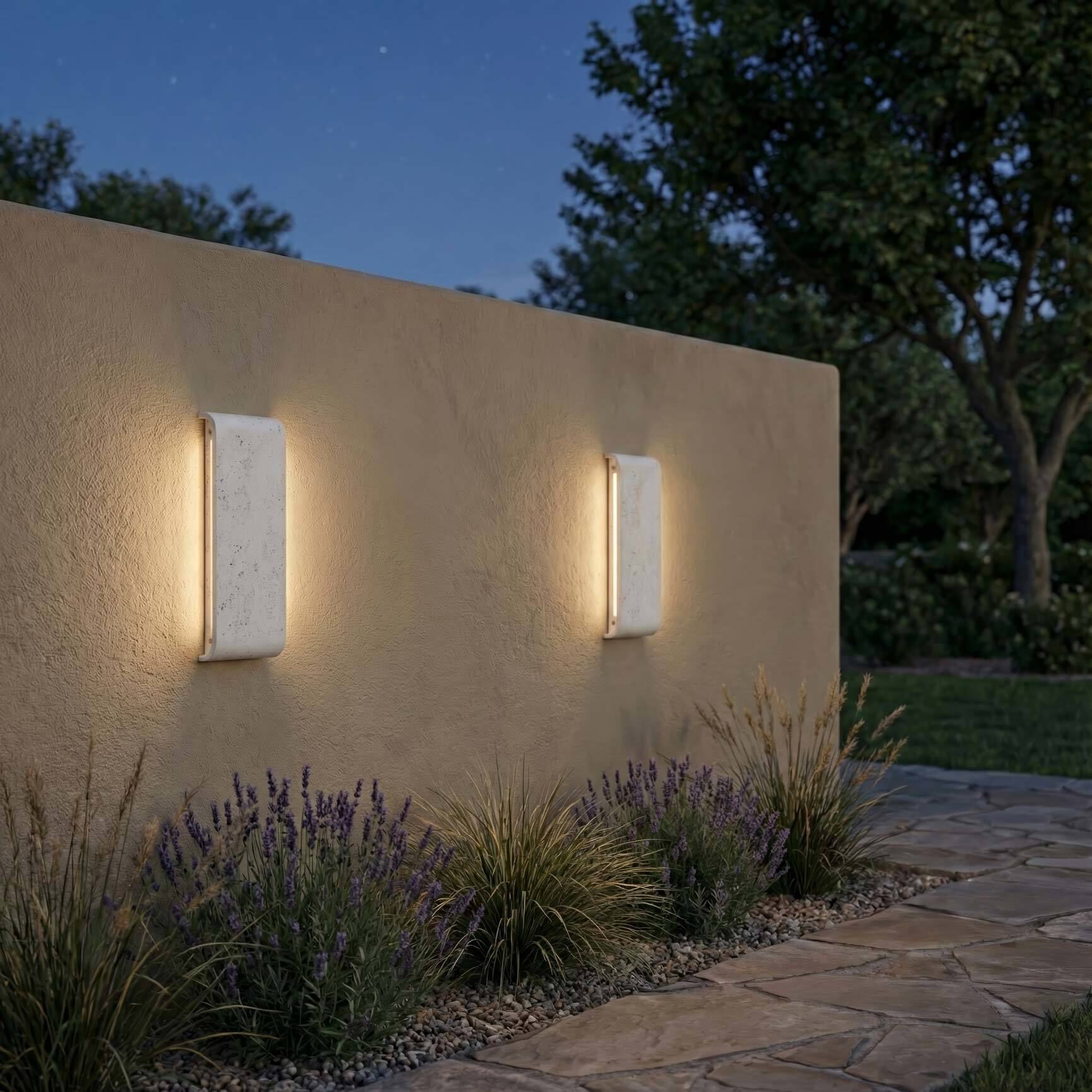 Stela 1 Light 6.25 inch White Travertine Outdoor Wall Light