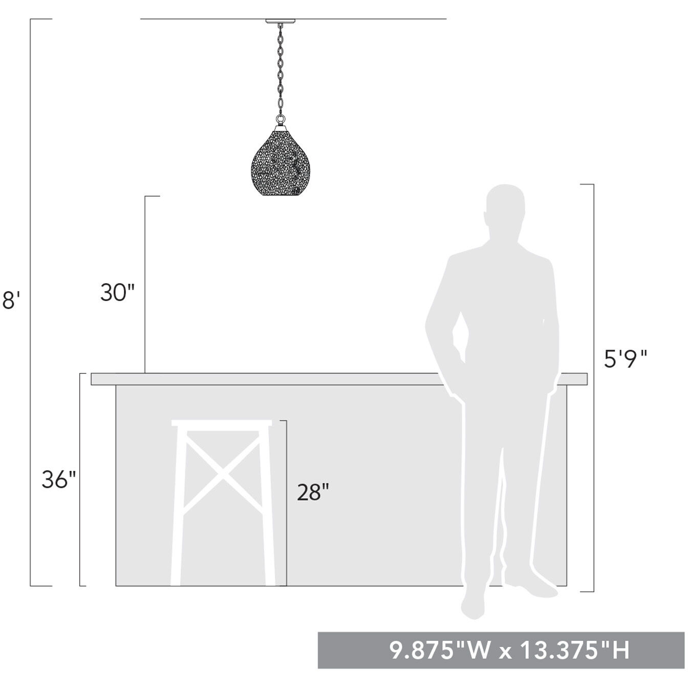 Ariella Pendant Ceiling Light in Brushed Champagne Brass, Clear Hammered, Small