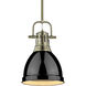 Yep Duncan 1 Light 8.88 inch Aged Brass Pendant Ceiling Light in Black, Small