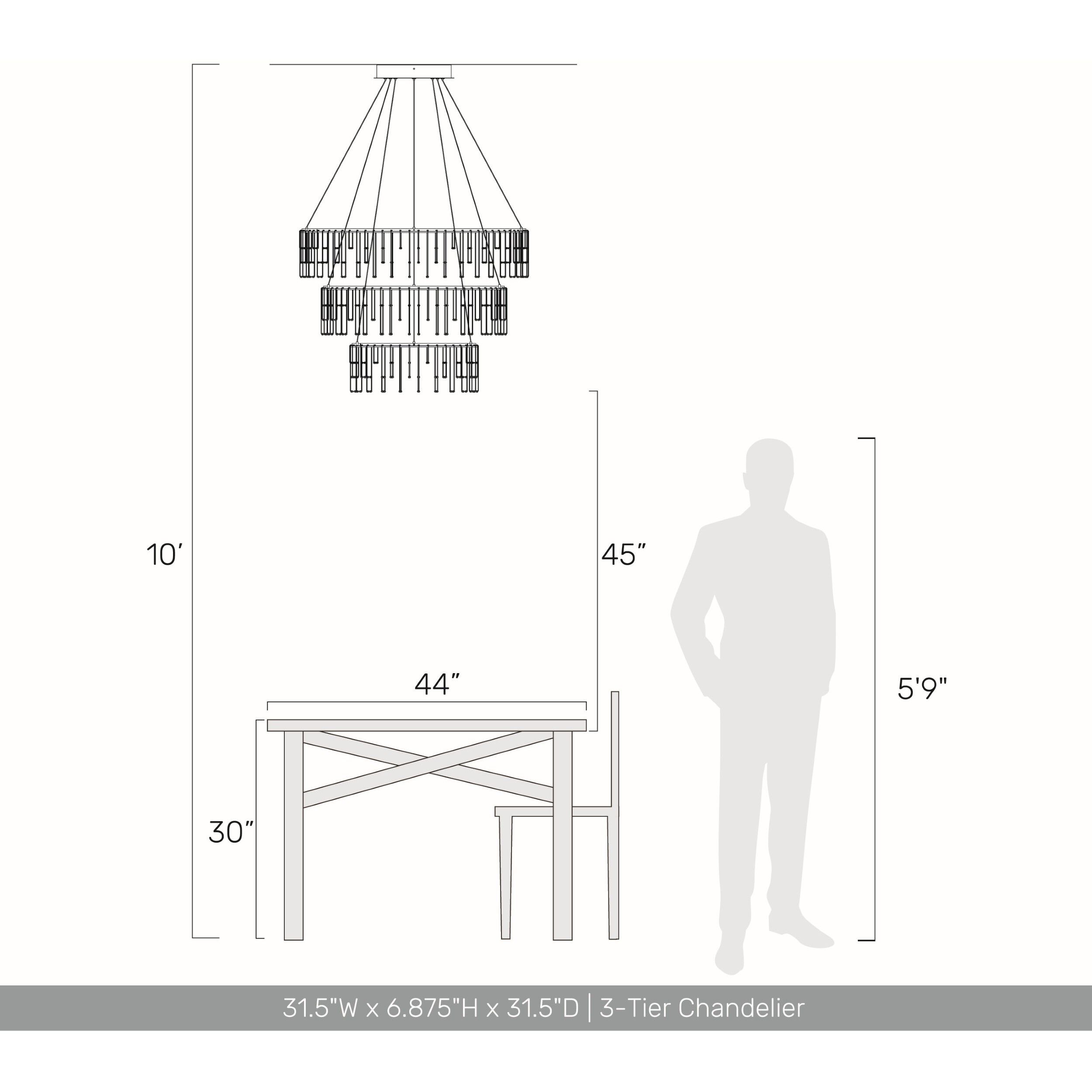 Lucerna 31.5 inch 64.80 watt Stainless Steel Gold Chandelier Ceiling Light, 3 Tier