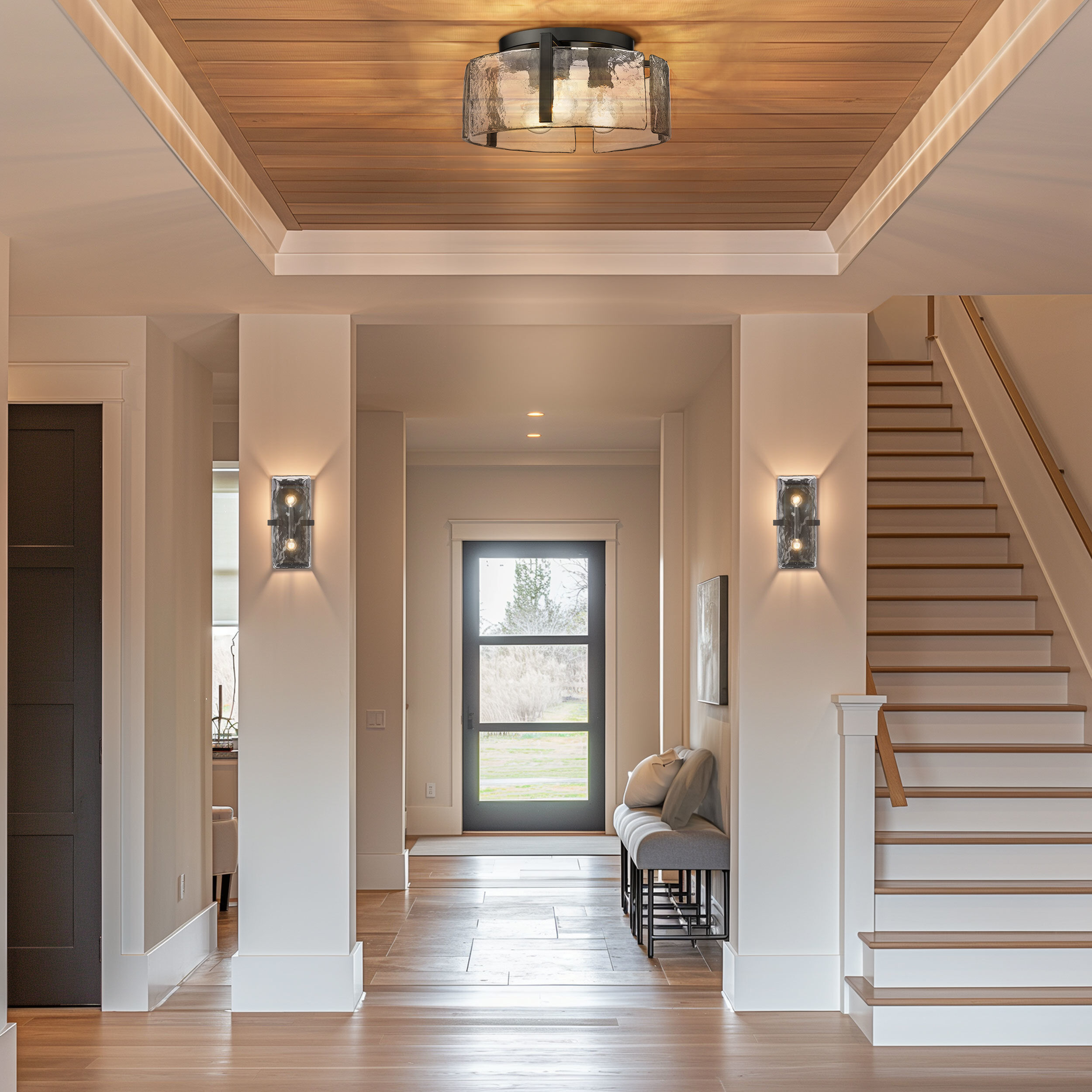 Aenon 3 Light 15 inch Matte Black Flush Mount Ceiling Light