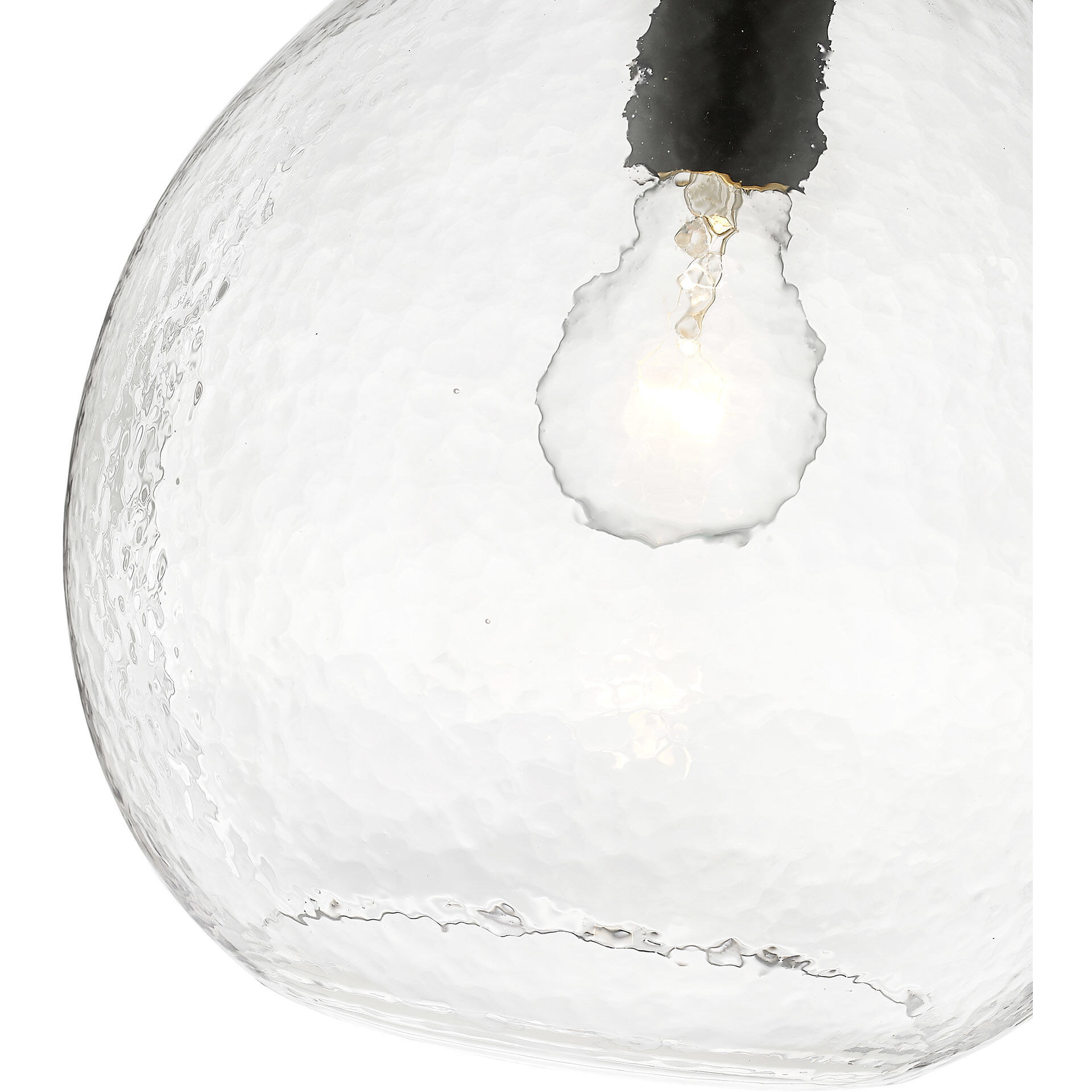 Ariella Pendant Ceiling Light in Matte Black, Clear Hammered, Small