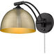 Rey 1 Light 8 inch Matte Black Articulating Wall Sconce Wall Light in Aged Brass, Adjustable
