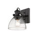 Hines 1 Light 8 inch Matte Black Bath Vanity Wall Light in Seeded Glass