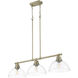 Duncan Linear Pendant Ceiling Light in Aged Brass, Clear Glass