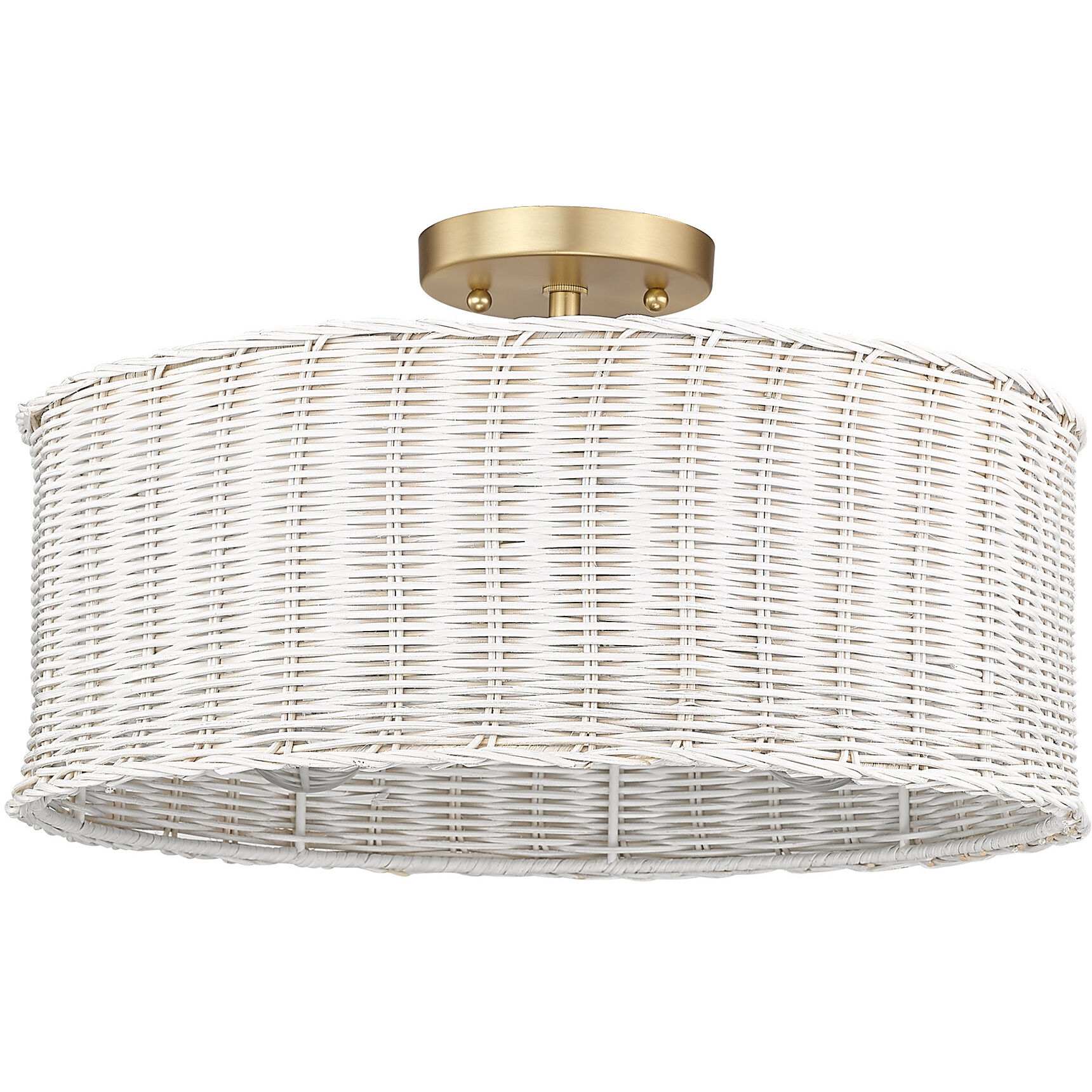 Erma 3 Light 16.38 inch Brushed Champagne Brass Semi-Flush Mount Ceiling Light