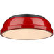 Duncan 2 Light 14 inch Matte Black Flush Mount Ceiling Light in Red, Damp