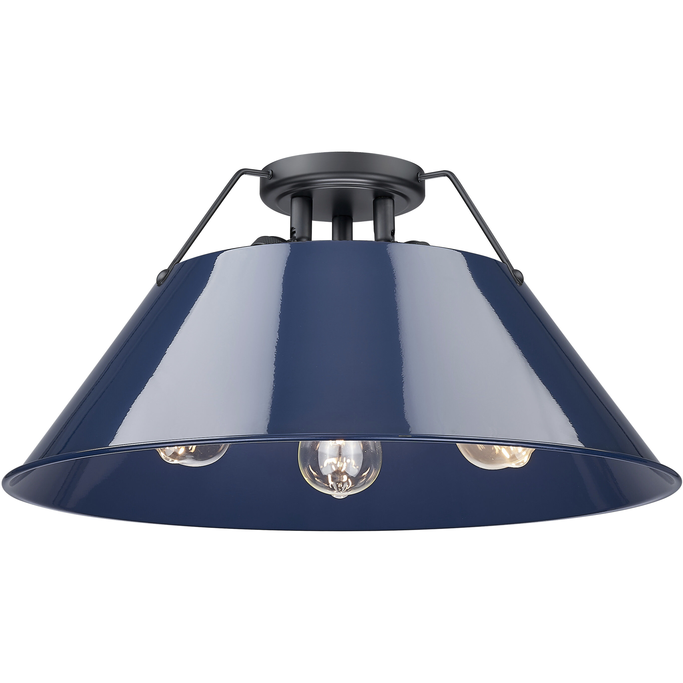 Yep Orwell 3 Light 18.75 inch Matte Black Flush Mount Ceiling Light in Navy