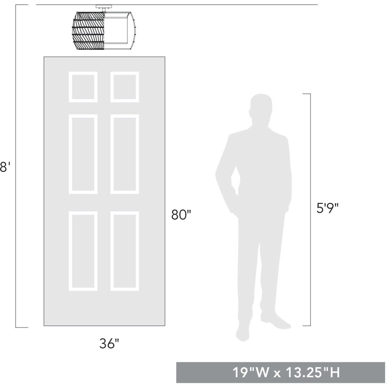 Everly 4 Light 19 inch Matte Black Semi-Flush Mount Ceiling Light in Modern Black Rattan