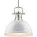 Yep Duncan 1 Light 14 inch Pewter Pendant Ceiling Light in White, Large