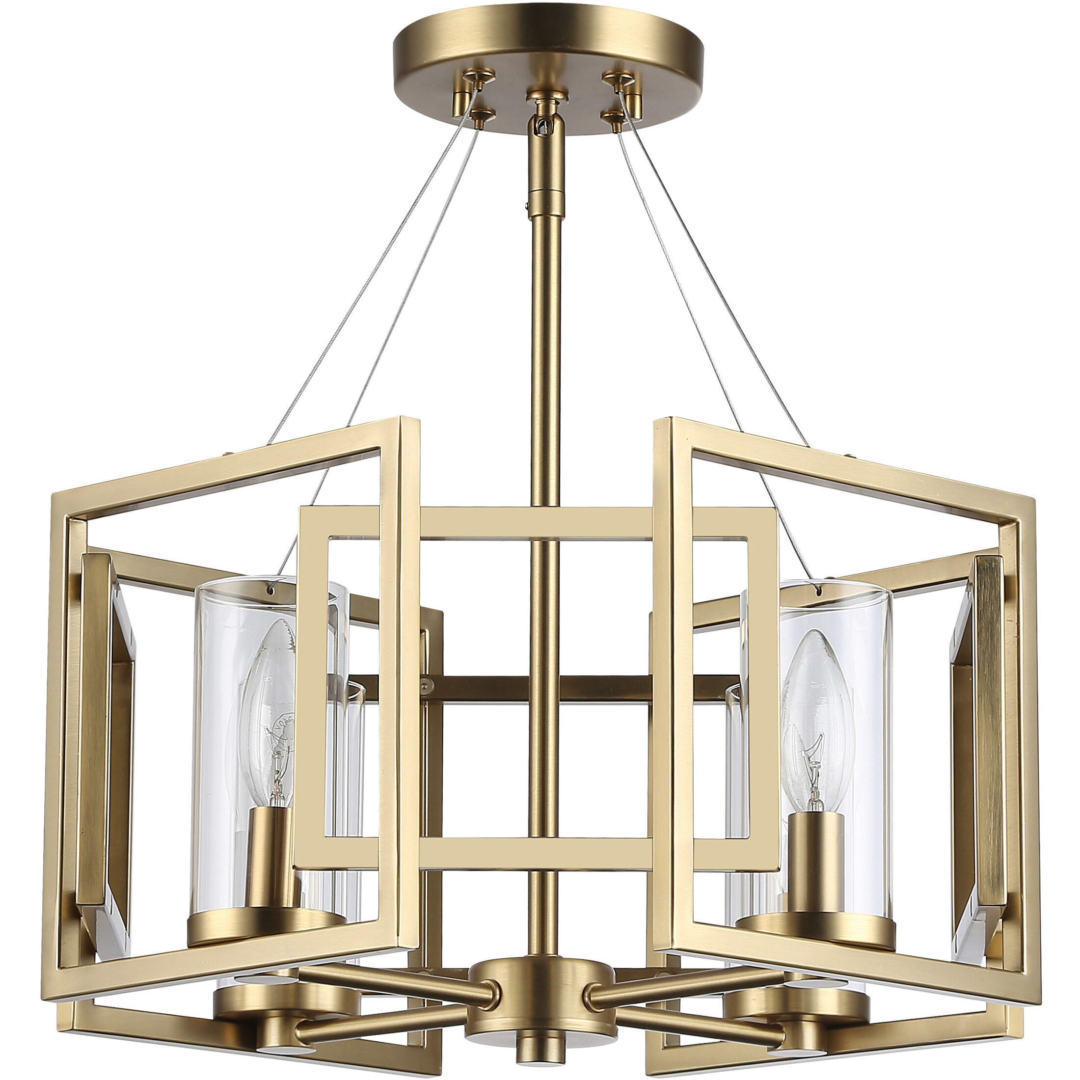 Marco 4 Light 16 inch Brushed Champagne Brass Semi-Flush Mount Ceiling Light