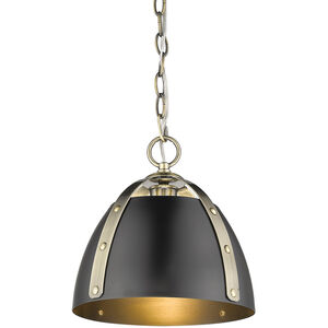 Aldrich 1 Light 10 inch Aged Brass Mini Pendant Ceiling Light in Matte Black, Small