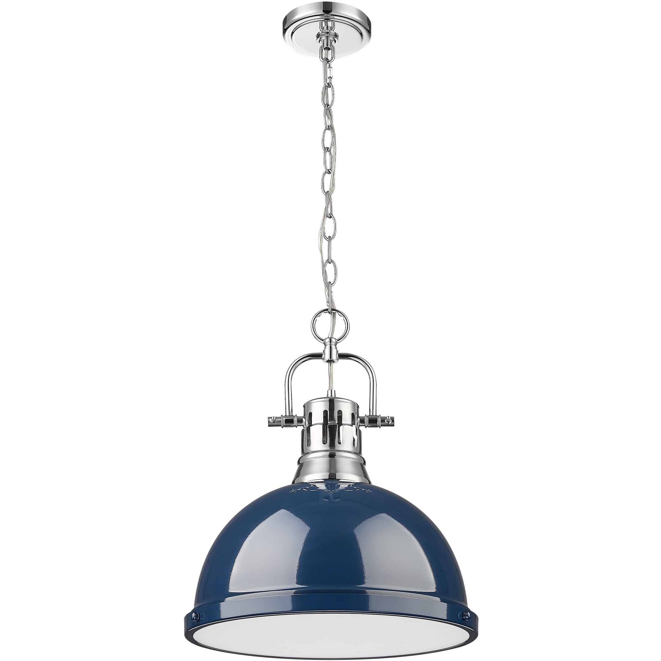 Yep Duncan 1 Light 14 inch Chrome Pendant Ceiling Light in Navy