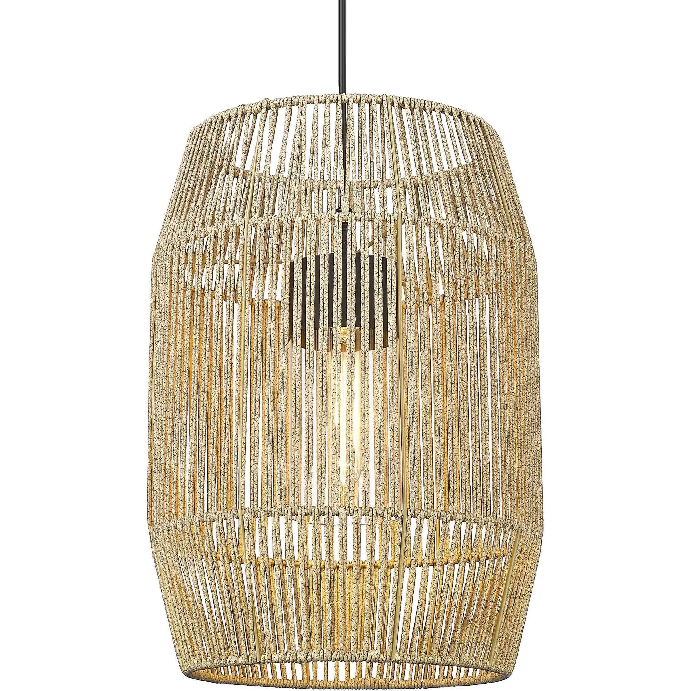 Seabrooke 1 Light 15 inch Natural Black Outdoor Pendant in Summer Sands