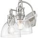 Yep Duncan Vanity Wall Light in Pewter, Clear Glass
