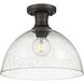 Yep Hines 1 Light 13.5 inch Rubbed Bronze Semi-Flush Mount Ceiling Light in Seeded Glass
