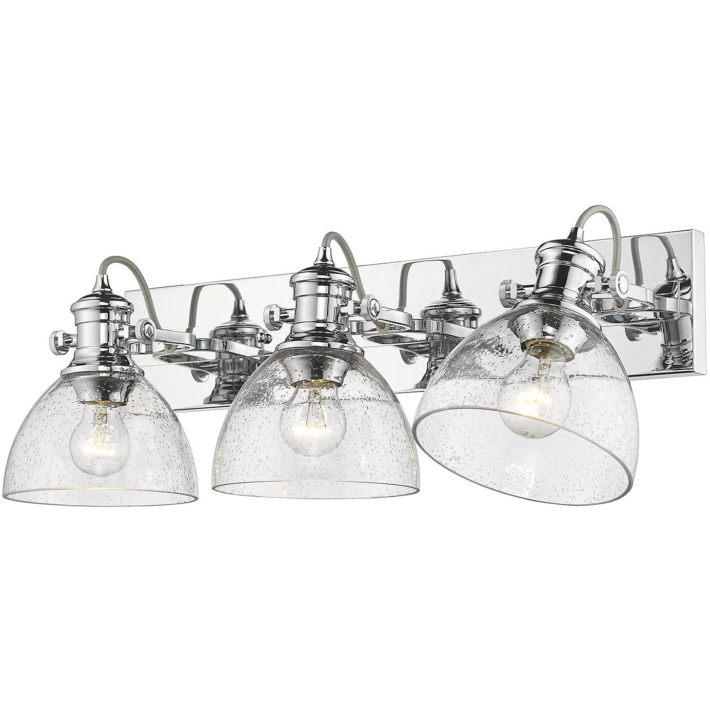 Yep Hines Vanity Wall Light in Chrome, Seeded Glass