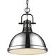 Yep Duncan 1 Light 14 inch Matte Black Pendant Ceiling Light in Chrome, Large
