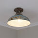 Kinsley 1 Light 14 inch Aged Galvanized Steel Semi-Flush Mount Ceiling Light in Antique Teal