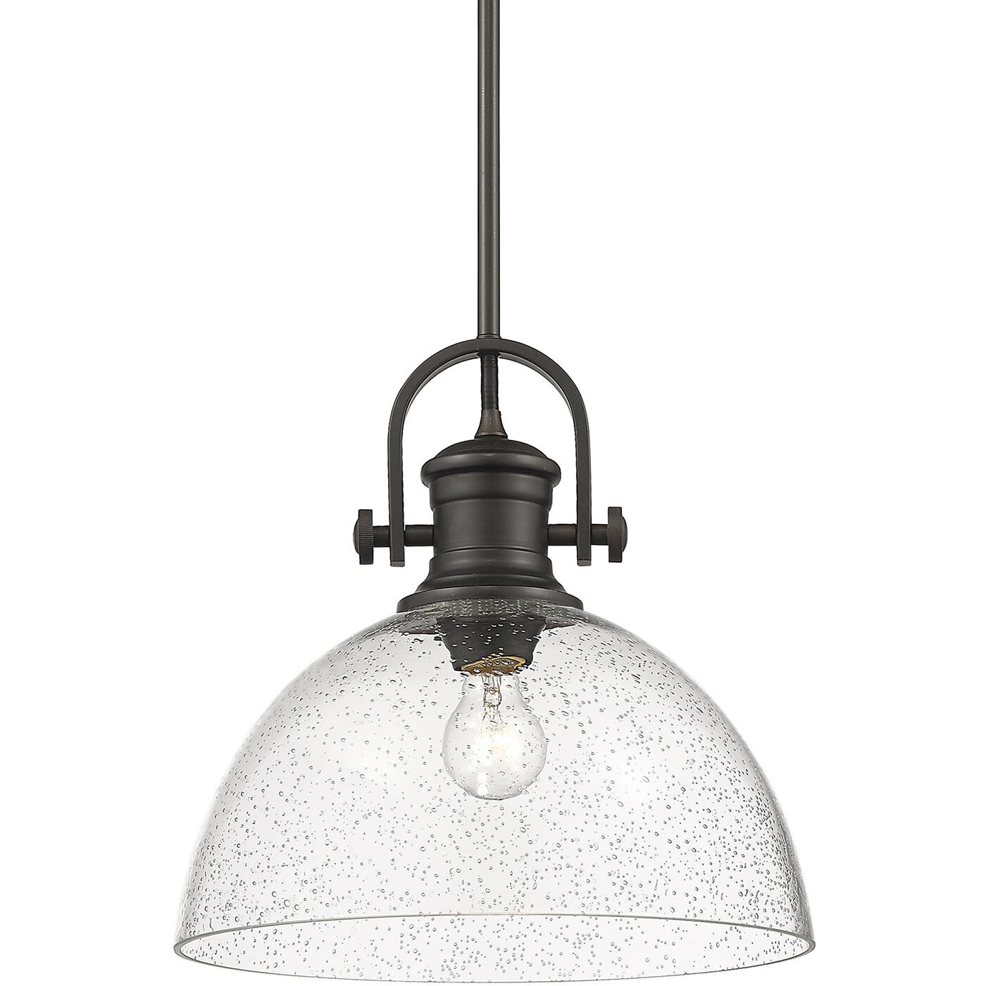 Yep Hines 1 Light 13.5 inch Rubbed Bronze Pendant Ceiling Light in Seeded Glass, Large