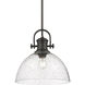 Yep Hines 1 Light 13.5 inch Rubbed Bronze Pendant Ceiling Light in Seeded Glass, Large