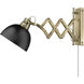 Hawthorn 1 Light 8 inch Aged Brass Articulating Wall Sconce Wall Light in Matte Black, Adjustable