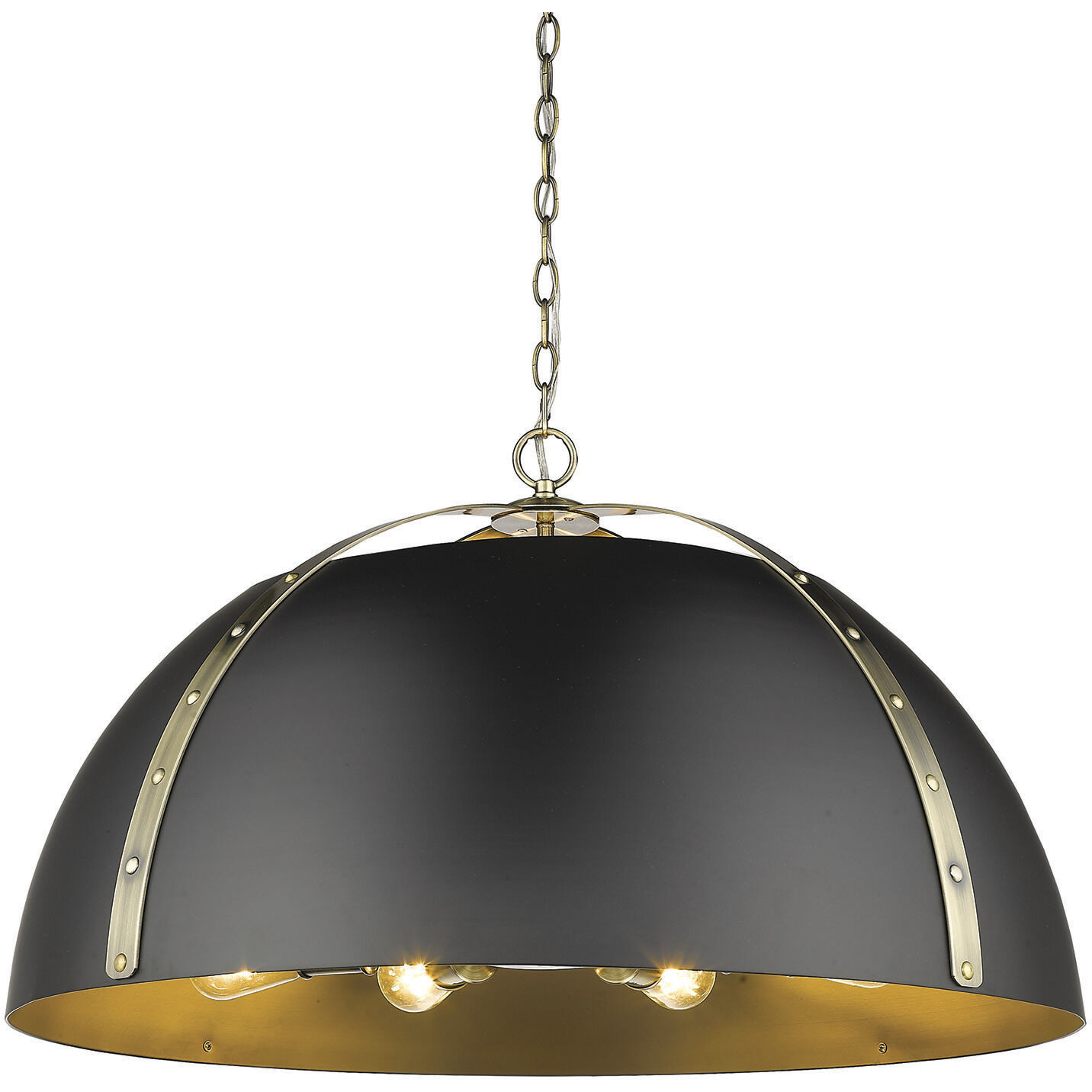 Aldrich Pendant Ceiling Light in Aged Brass, Matte Black