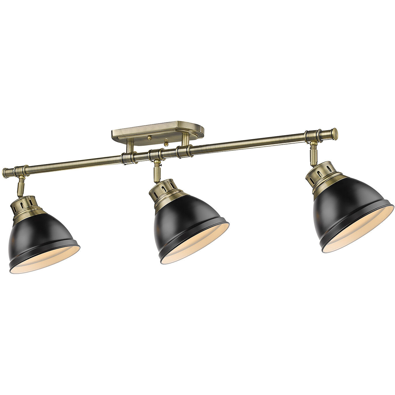 Yep Duncan 3 Light 35.38 inch Aged Brass Semi-Flush Mount Ceiling Light in Matte Black, Damp
