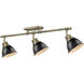 Yep Duncan 3 Light 35.38 inch Aged Brass Semi-Flush Mount Ceiling Light in Matte Black, Damp