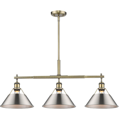 Orwell 3 Light 35.75 inch Aged Brass Kitchen Island Light Ceiling Light in Pewter