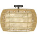 Everly 4 Light 19 inch Matte Black Semi-Flush Mount Ceiling Light in Natural Rattan
