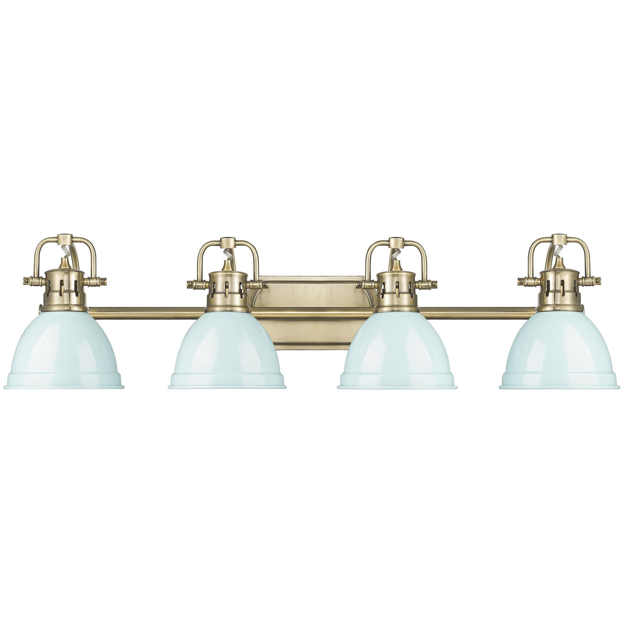 Yep Duncan Vanity Wall Light in Aged Brass, Seafoam