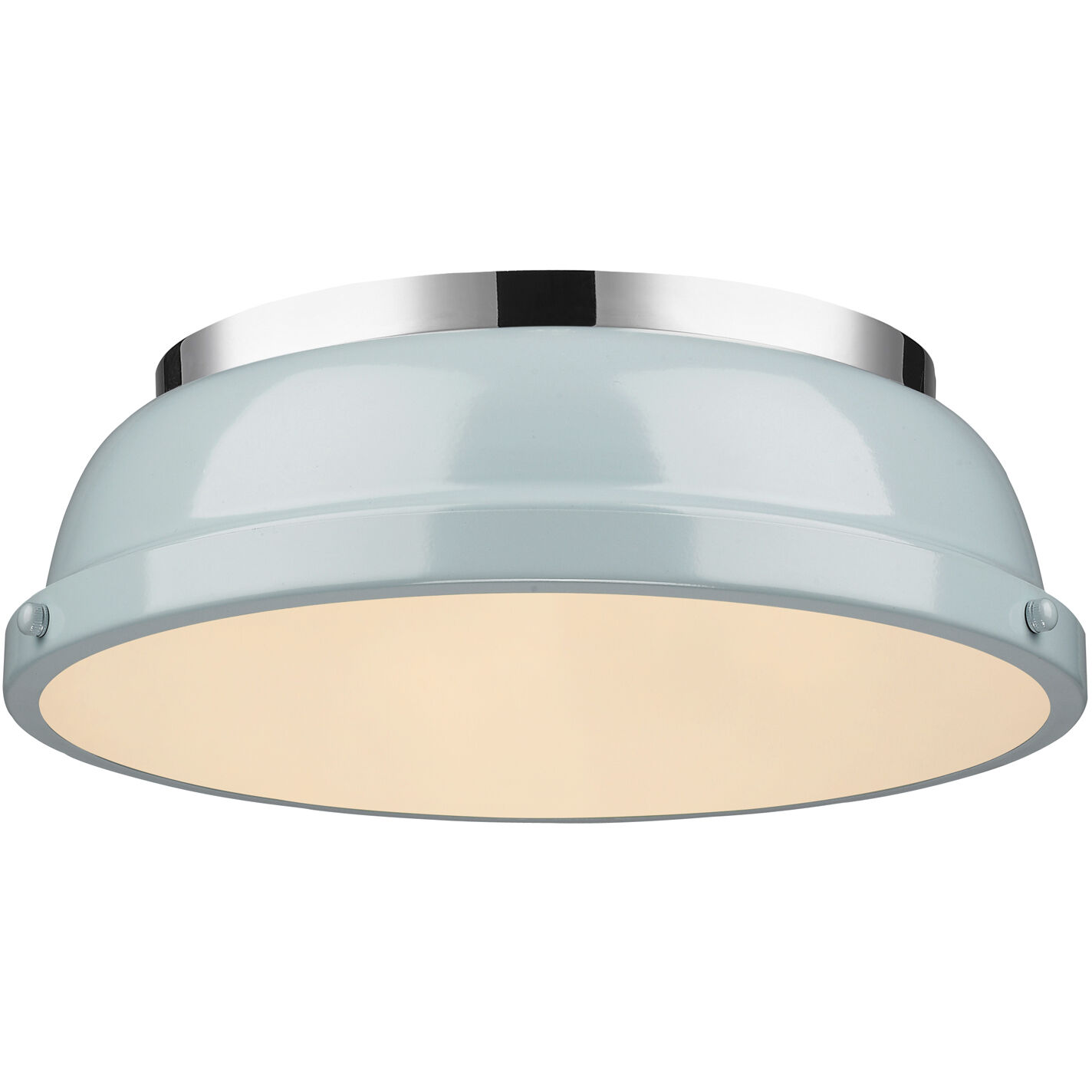 Yep Duncan 2 Light 14 inch Chrome Flush Mount Ceiling Light in Seafoam, Damp