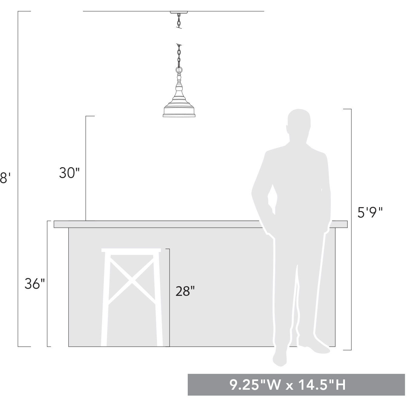 Keating Pendant Ceiling Light in Antique Black Iron, Small