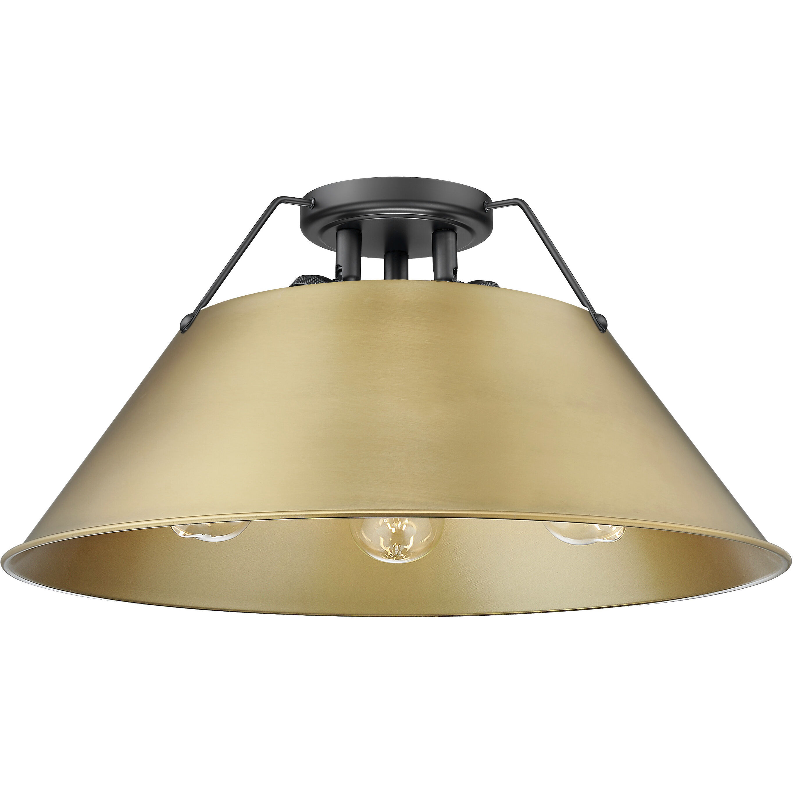 Yep Orwell 3 Light 18.75 inch Matte Black Flush Mount Ceiling Light in Brushed Champagne Brass
