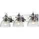 Yep Hines 3 Light 23.13 inch Chrome Semi-Flush Mount Ceiling Light in Seeded Glass, Damp