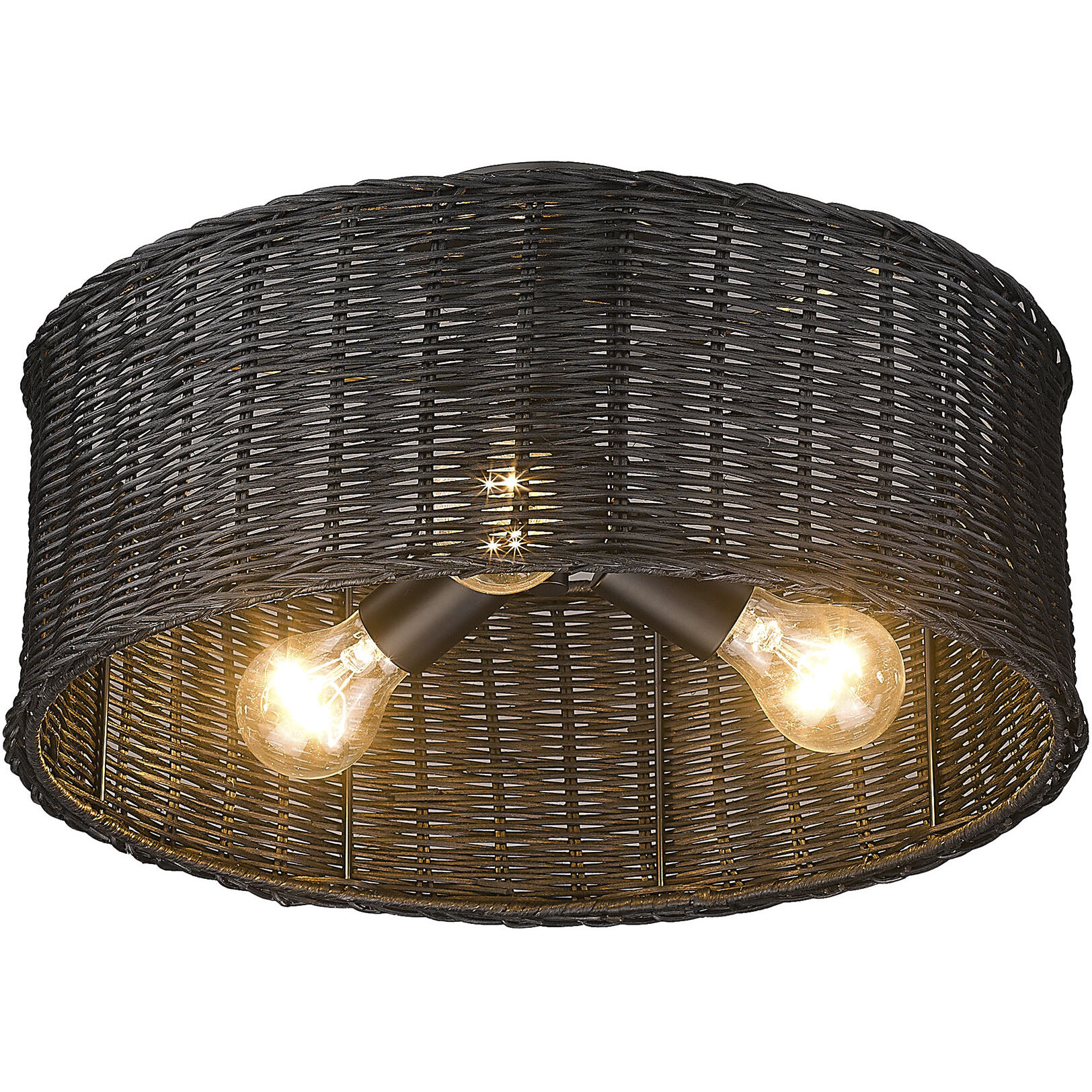 Erma 3 Light 16.38 inch Matte Black Semi-Flush Mount Ceiling Light