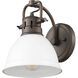 Yep Duncan Vanity Wall Light in Rubbed Bronze, Matte White