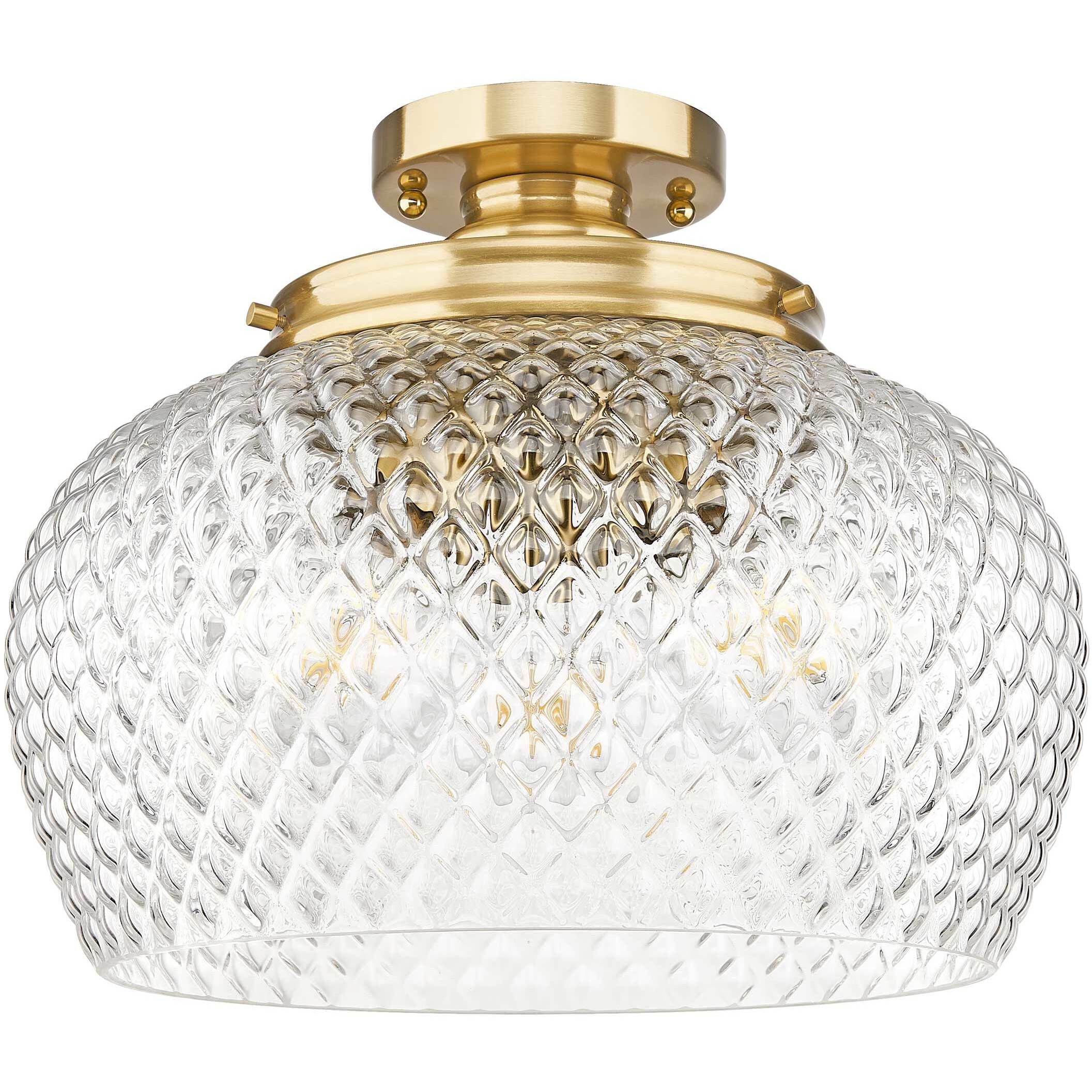 Adeline 3 Light 14 inch Modern Brushed Gold Semi-Flush Mount Ceiling Light