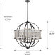 Colson 6 Light 26 inch Matte Black Chandelier Ceiling Light in Pewter